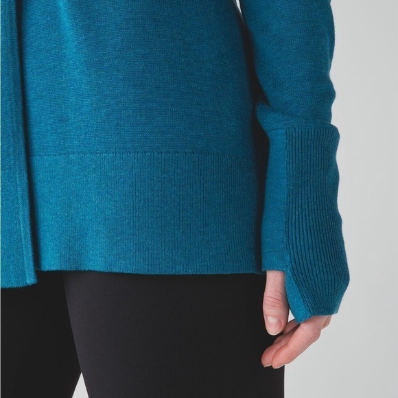 Lululemon Sun Savasana Wrap Cashmere Blend Sweater Heathered Teal - Size 6 - Picture 5 of 12